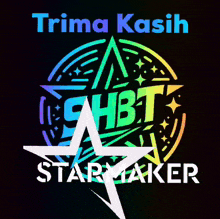a colorful logo for trima kasih starmaker with a pink star