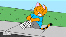 a cartoon of a cat sitting on a sidewalk with the words flipa clip below him