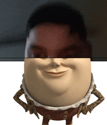 a half of a cartoon character 's face is shown next to a half of a person 's face
