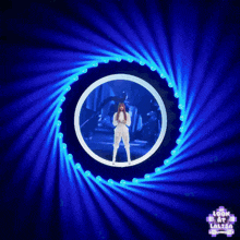 a woman stands in a circle with the words look at lalisa on the bottom right
