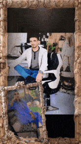 a picture of a man sitting on a chair and a picture of a woman sitting in a chair