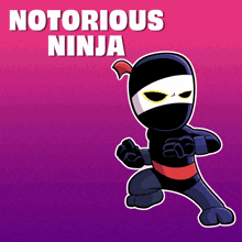 a cartoon of a ninja with the words notorious ninja above him