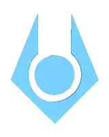 a blue triangle with a circle in the middle of it