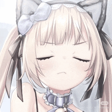 a drawing of a girl with cat ears and a bow