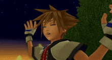 sora from the video game kingdom hearts is standing in the dark