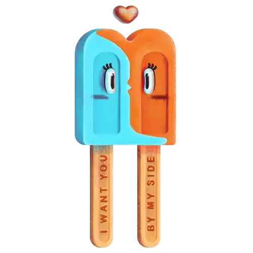 Ice Cream Double Stick Sticker - Ice Cream Double Stick Love Stickers