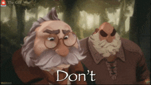 two cartoon characters are standing next to each other with the words " do n't " on the bottom right