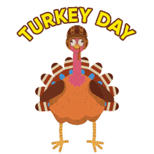 gobble gobble turkey and football turkey time cartoon happy thanksgiving