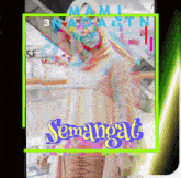 a picture of a woman wearing a hijab and sunglasses with the words " semangat " on it