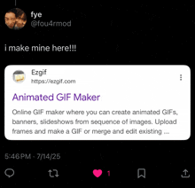 a screenshot of a gif maker that says animated gif maker on it