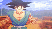 a pixelated image of goku from dragon ball z standing in a field