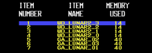 a computer screen displays a list of item numbers and item names