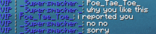 a screenshot of a chat between poe tae and supersmasher