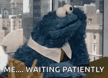 waiting cookie monster wait bored