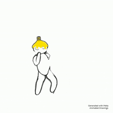 a drawing of a person with a bottle on their head that says ' sprite ' on it