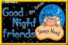 Good Night Friends Sleepy Head GIF - Good Night Friends Sleepy Head Gifkaro GIFs