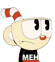 Meh Cuphead Sticker - Meh Cuphead The Cuphead Show Stickers