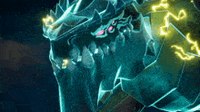a close up of a cartoon character with a lightning bolt on it 's head