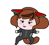 a cartoon of a girl in a cat suit