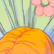 a cartoon drawing of a woman 's butt with a flower in the background