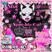 a picture of a girl with sparkle cn on it