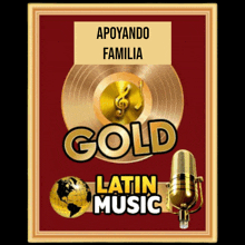 a gold latin music plaque with a microphone