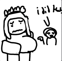 a black and white drawing of a woman with a crown and the words i did it