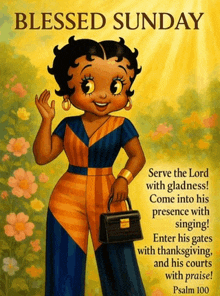 a picture of betty boop with the words blessed sunday on it