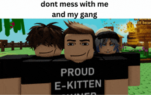 a proud e-kitten shirt is being worn by a person