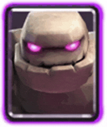 a picture of a robot with purple eyes in a clash of clans game .