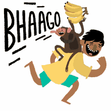 monkeys best friend running bananas bhaago google