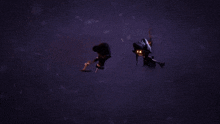a person is holding a sword in a dark room with a light behind them
