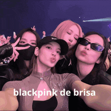 a group of girls are posing for a picture with the words blackpink de brisa on the bottom