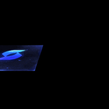 a blue glowing s on a dark background