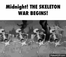 midnight spooky dancing skeleton skeleton war