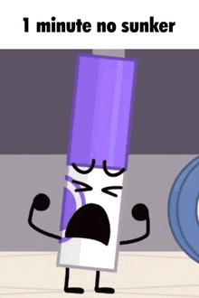a cartoon character with the words 1 minute no sunker on the top