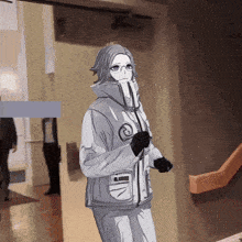 a cartoon of a woman standing in a room