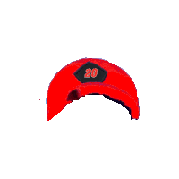 a red hat with the number 20 on the front