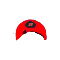 a red hat with the number 20 on the front