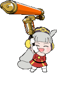 a cartoon illustration of a girl holding a telescope .