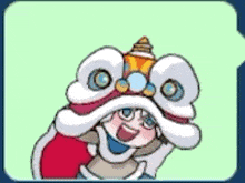 a cartoon character wearing a santa hat and goggles