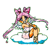 a cartoon drawing of a girl with pink hair and wings