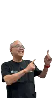a man wearing a black shirt that says my eye surgery