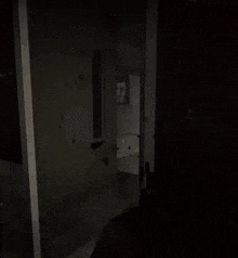 a person is holding a gun in front of an open door