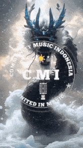 a picture of a dragon with the words community music indonesia united in music