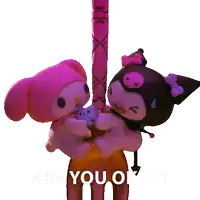 a picture of two stuffed animals with the words are you okay below