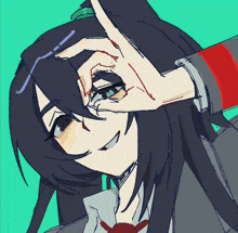 a drawing of a person making a peace sign