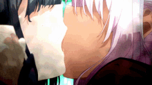 a couple of anime characters kissing each other on the cheek