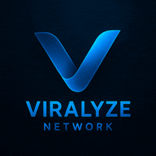 a blue logo for viralyze network with a blue v