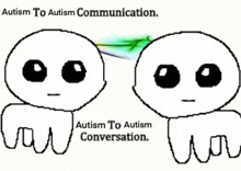 a black and white drawing of two people with the words autism to autism communication .